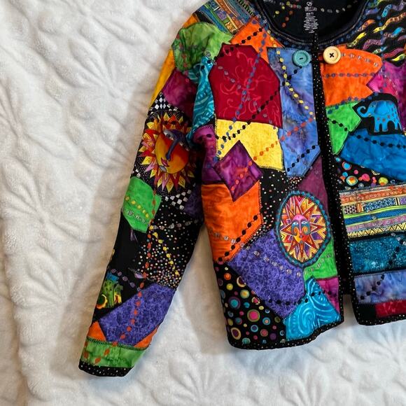 Bobbie Brooks colorful vintage 90’s blazer color block animal pattern embroidery - Picture 2 of 6